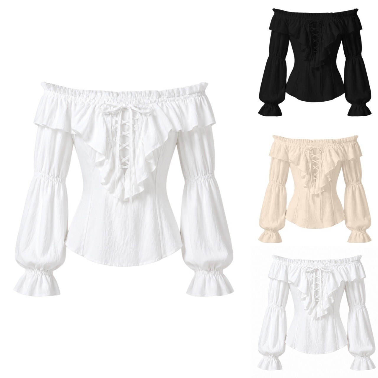 Costumes - Blusa Pirata para Mujer, Disfraz Camponés