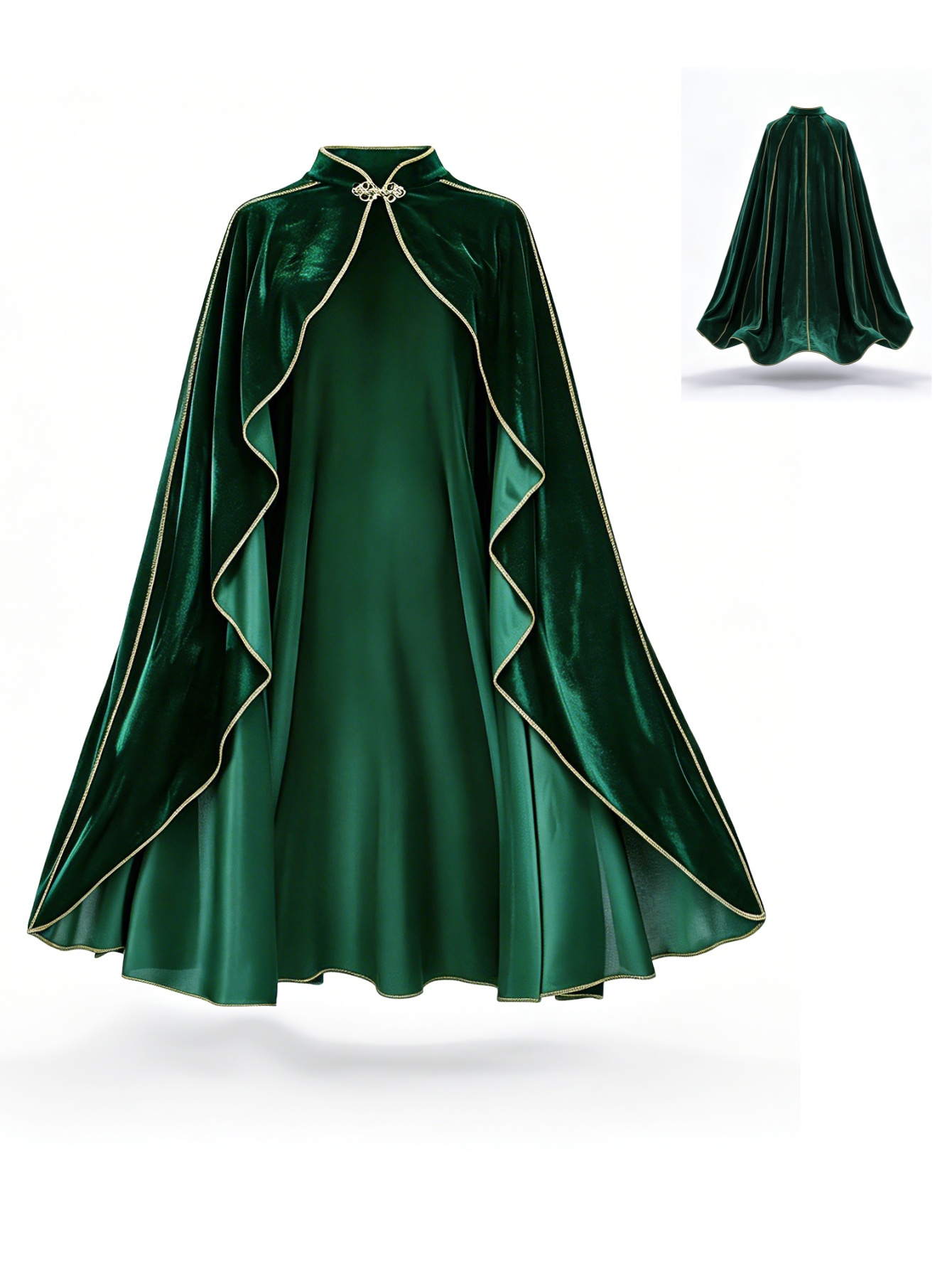 Medieval Renaissance Dress Women - Capa de terciopelo verde vintage para