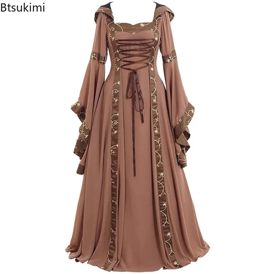 Nuevo Vestido Maxi con Capucha - Medieval Renaissance Dress Women reseña y precio