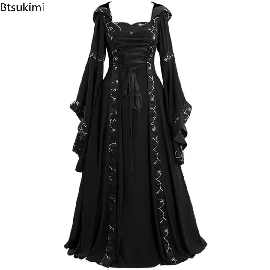 Nuevo Vestido Maxi con Capucha - Medieval Renaissance Dress Women reseña y precio