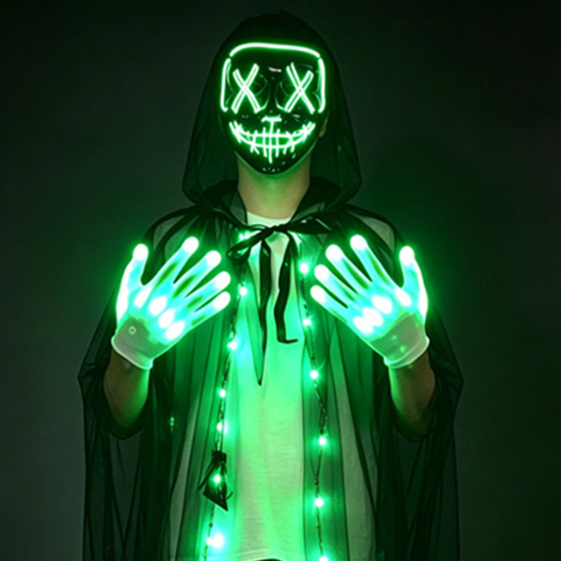 Set de guantes y máscara de ca - Led Purge Mask Halloween reseña y precio